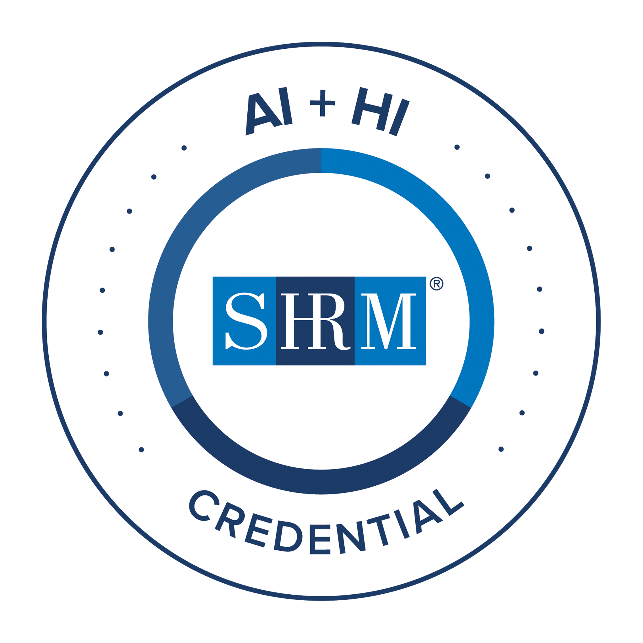 SHRM AI+HI specialty credential digital badge. Verify on Credly (opens in a new tab)